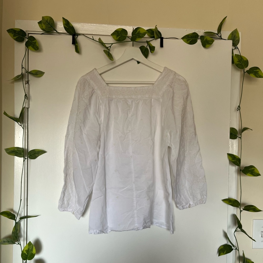 White embroidered cotton blouse by Gap.